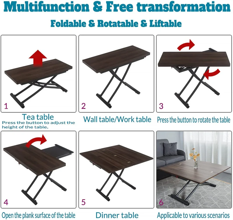 Table basse multifonctionnelle et table à manger 2 en 1