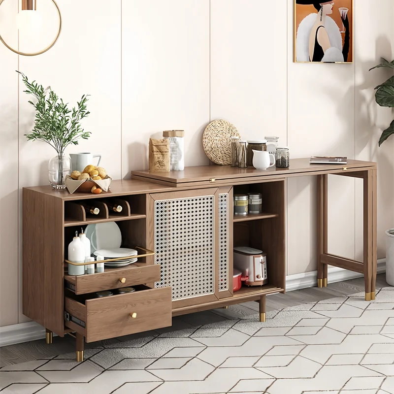 Nouvelle table à manger multifonction pliante et extensible avec armoire latérale