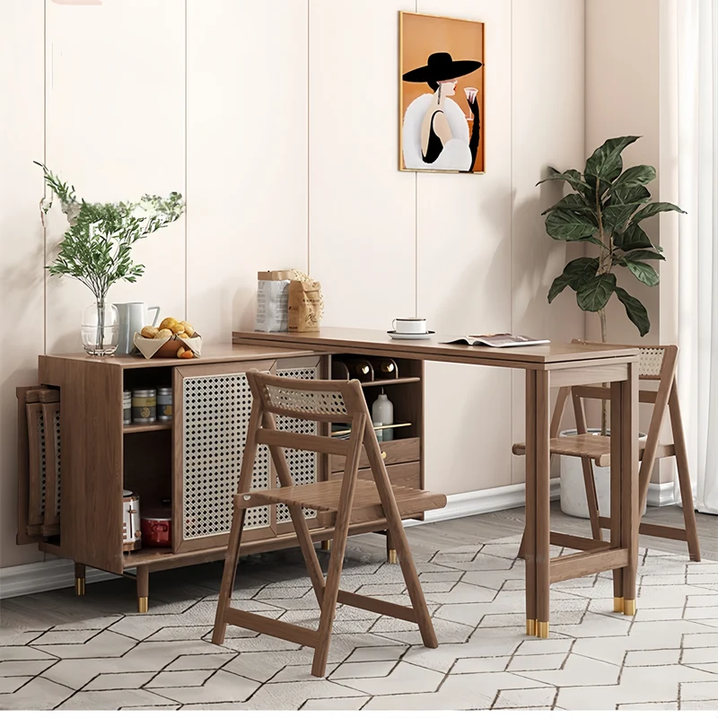 Nouvelle table à manger multifonction pliante et extensible avec armoire latérale