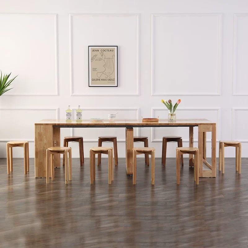 Table gain de place et extensible avec 4 rallonges
