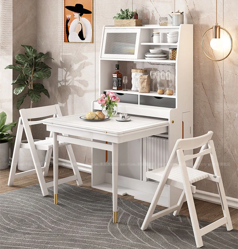 Table d'appoint pliable et extensible peu encombrante avec huche