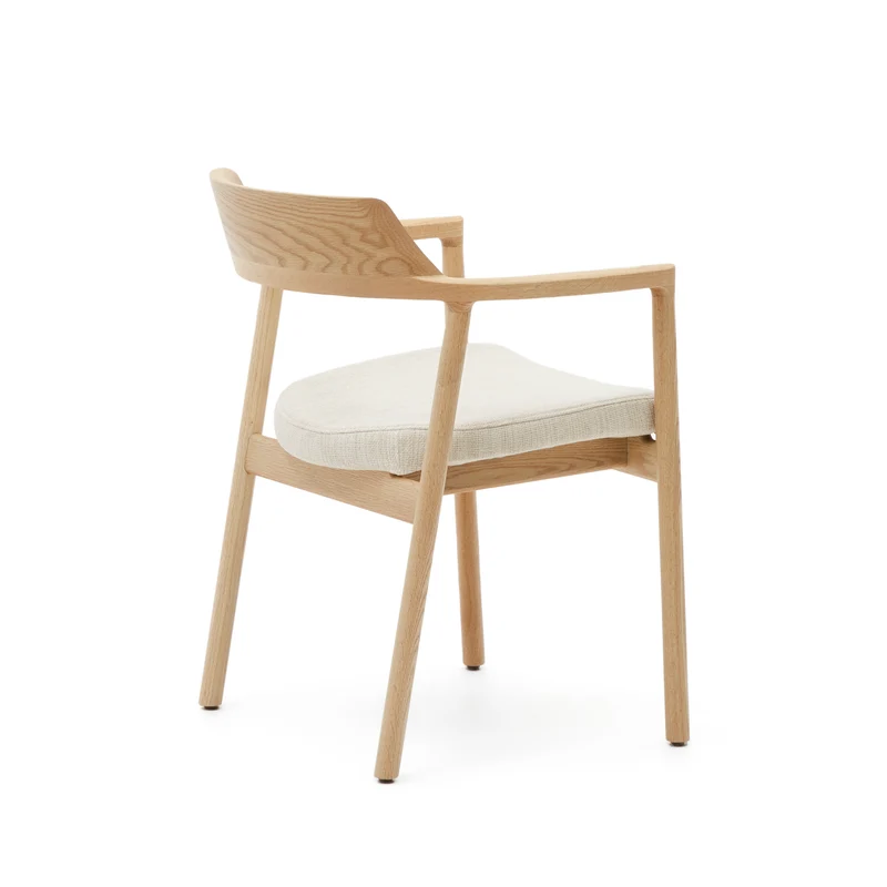 Alocs chair removable cover in beige chenille solid oak wood natural finish FSC Mix Credit