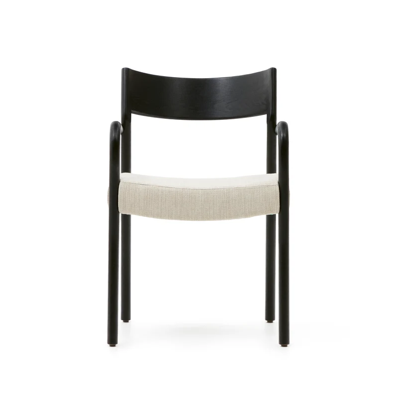 Falconera chair with a removable cover in solid oak wood with black finish FSC Mix Credit