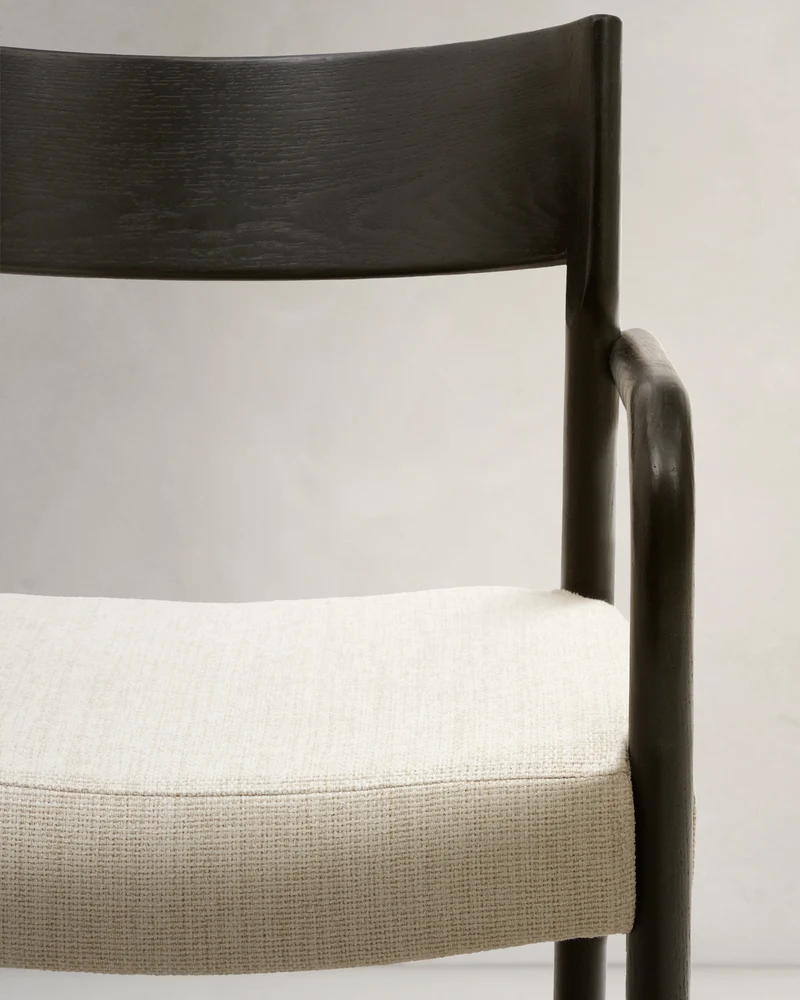 Falconera chair with a removable cover in solid oak wood with black finish FSC Mix Credit