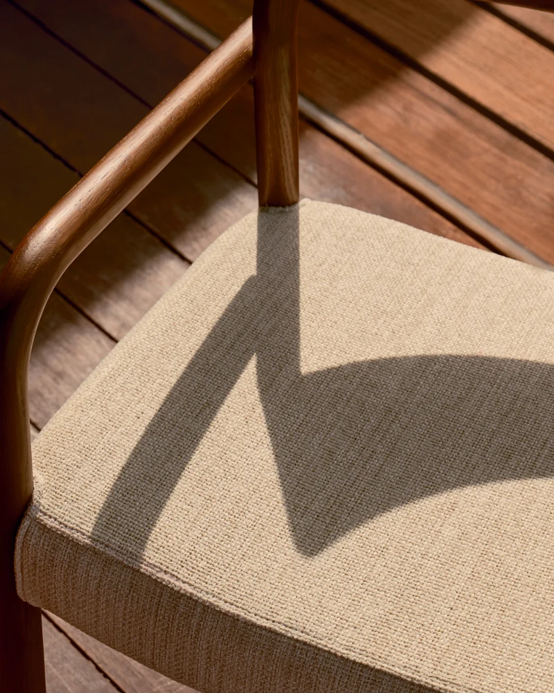 Falconera chair with a removable cover in solid oak wood with walnut finish FSC Mix Credit