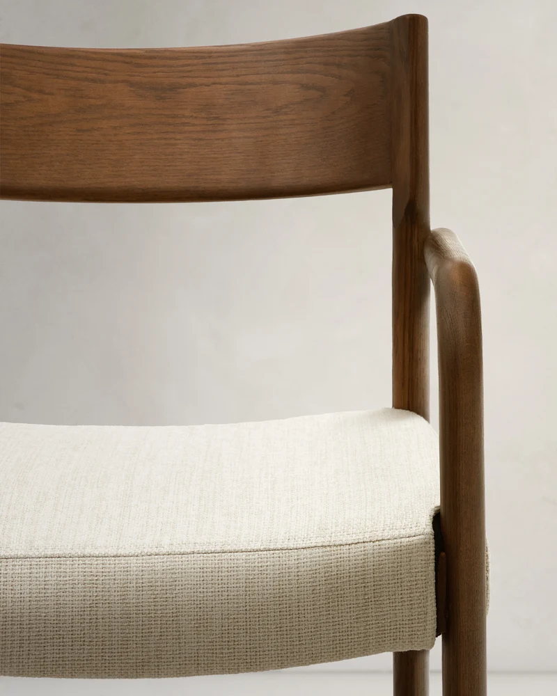Falconera chair with a removable cover in solid oak wood with walnut finish FSC Mix Credit