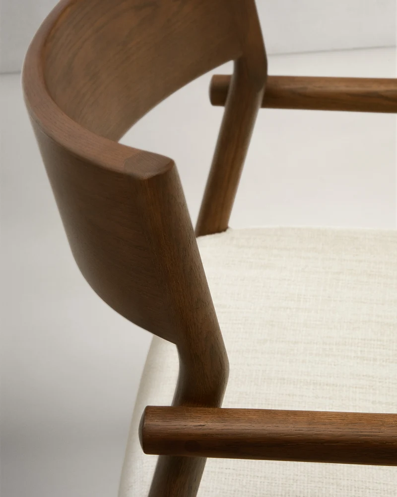 Falconera chair with a removable cover in solid oak wood with walnut finish FSC Mix Credit