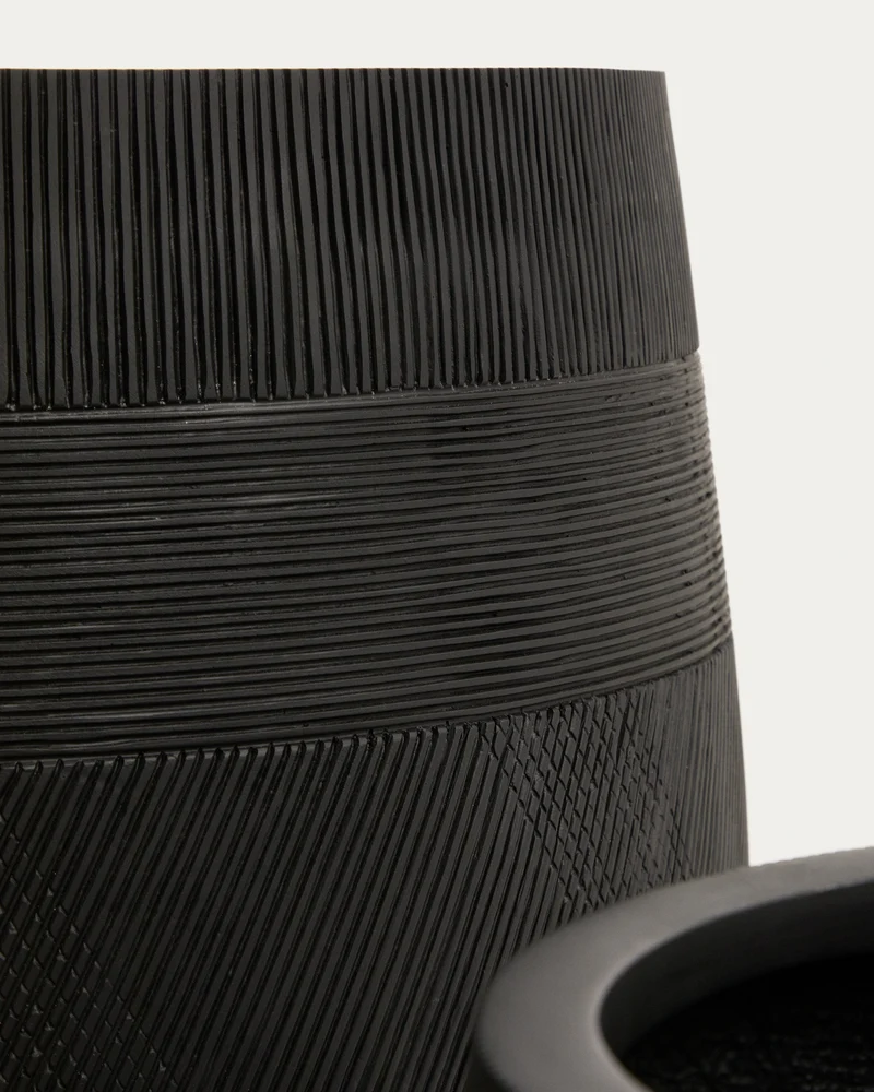 Tival set of 2 black cement-effect planters Ø 50cm/Ø 34cm