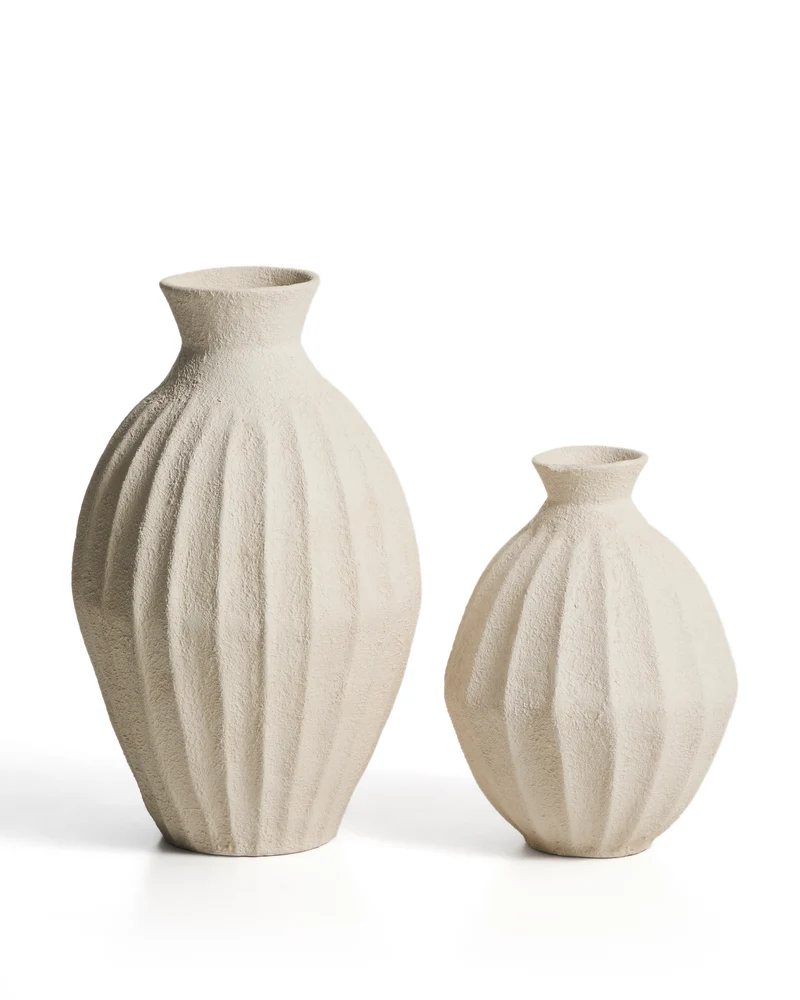 Arquena beige papier-mâché vase 46cm