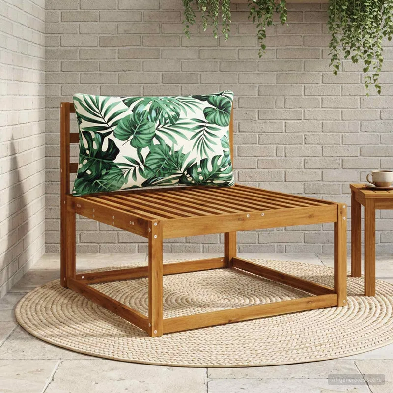 Back Cushion PUTTEN 100% Polyester Leaf Pattern 80 x 40 x 15 cm