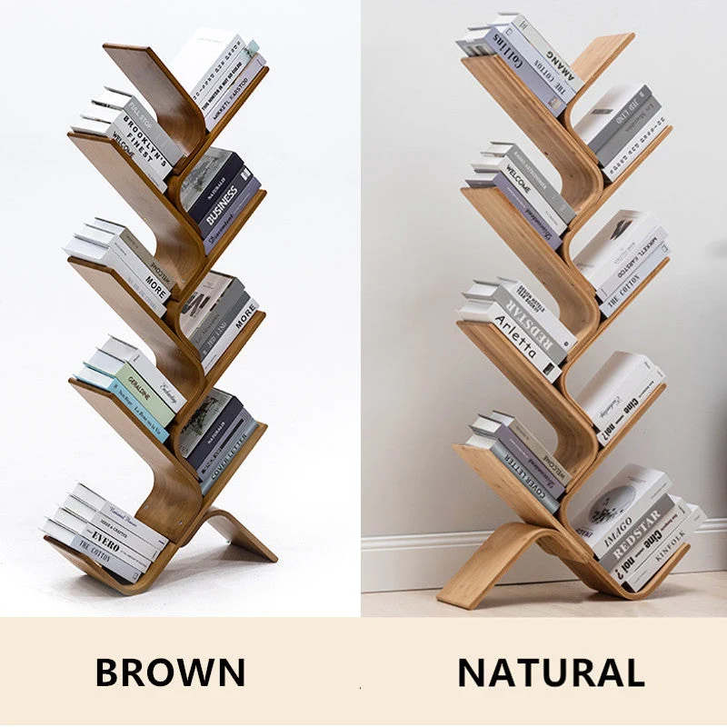 Bibliothèque d'arbre incurvée debout au sol moderne en bambou courbé