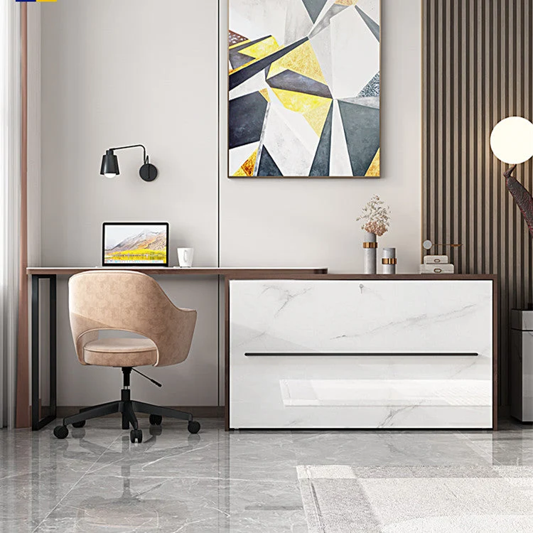 Bureau d'ordinateur d'angle rotatif avec lit pliant