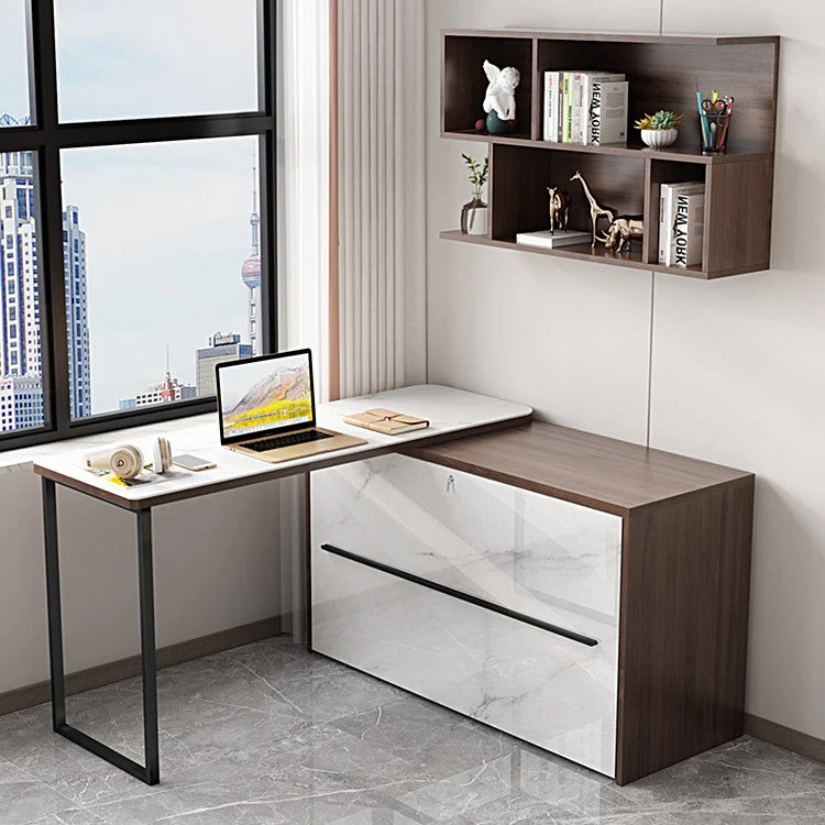 Bureau d'ordinateur d'angle rotatif avec lit pliant