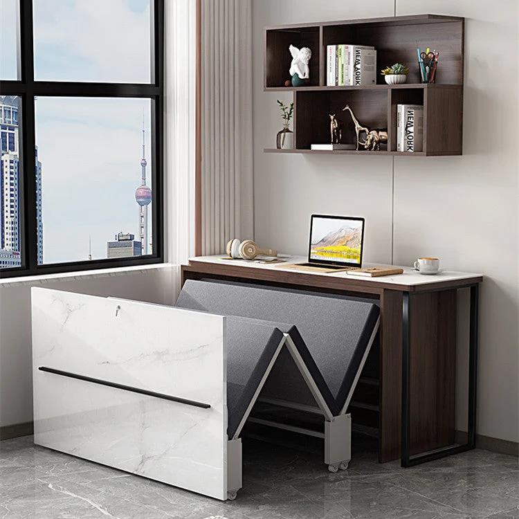 Bureau d'ordinateur d'angle rotatif avec lit pliant