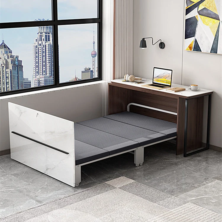 Bureau d'ordinateur d'angle rotatif avec lit pliant