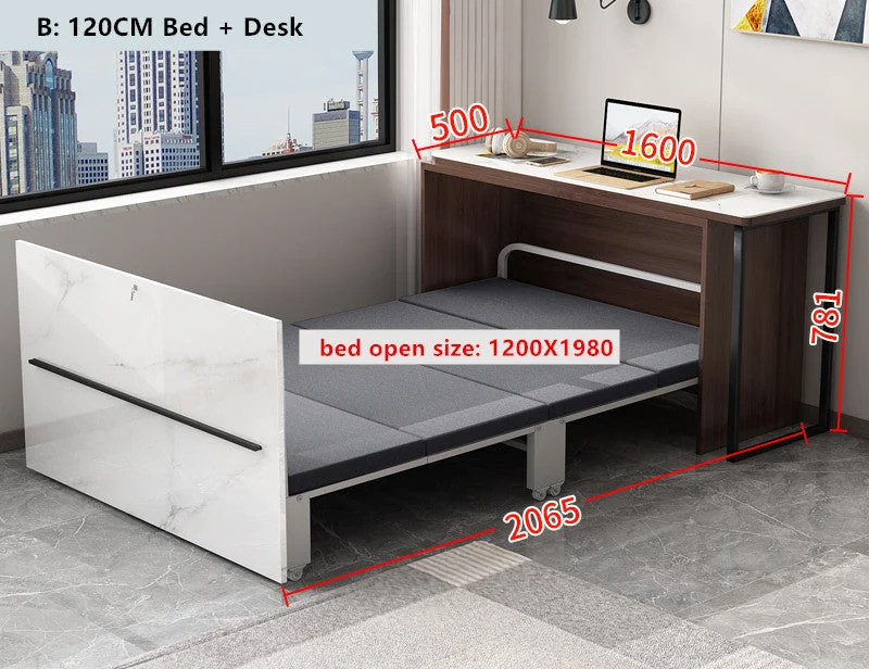 Bureau d'ordinateur d'angle rotatif avec lit pliant