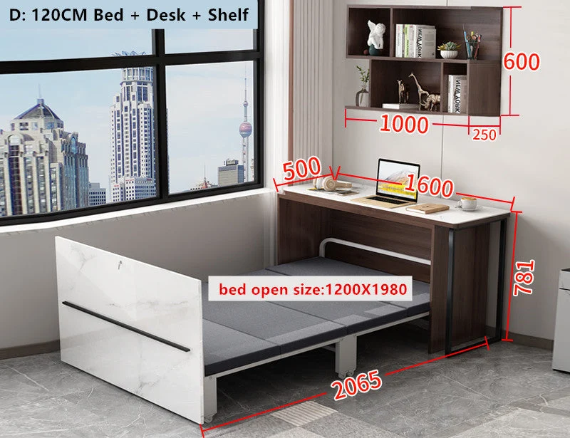 Bureau d'ordinateur d'angle rotatif avec lit pliant