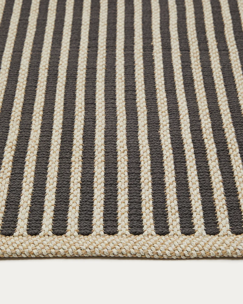 Satanca Beige and Black Striped Rug, 160 x 230 cm