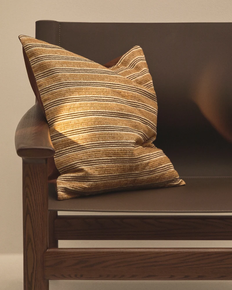 Tavina 100% cotton cushion cover with brown embroidery 50 x 50cm