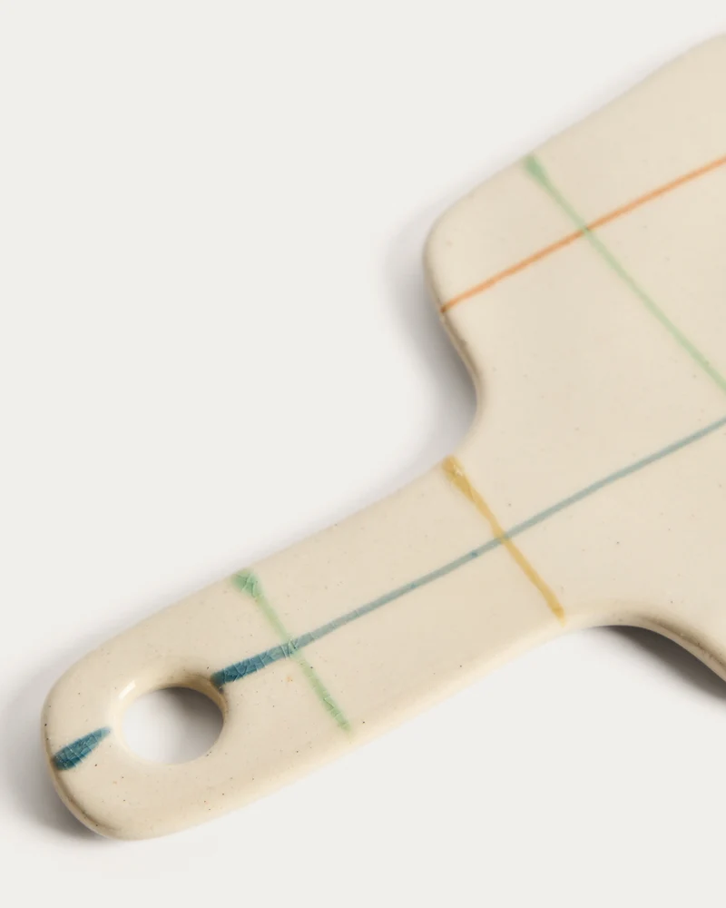 Belor ceramic serving board with multicoloured lines 36 x 13.8cm