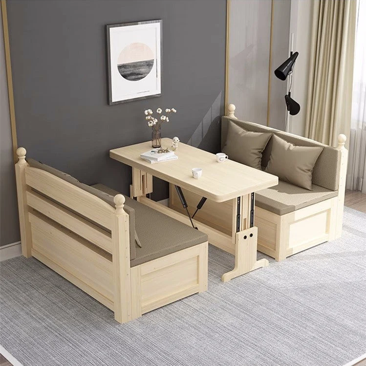 Bancs de cabine en bois de pin massif avec ensemble de table élévatrice