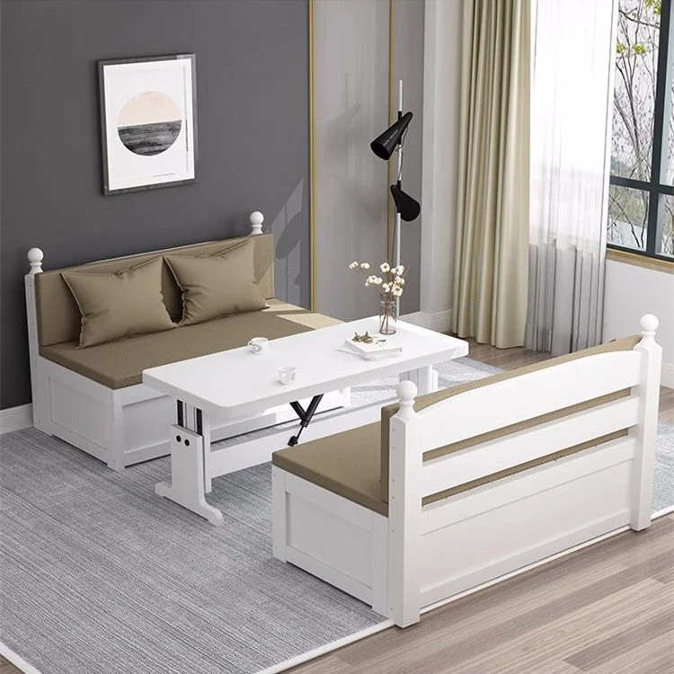 Bancs de cabine en bois de pin massif avec ensemble de table élévatrice