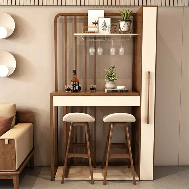 Table de bar rétractable nordique avec armoire à vin