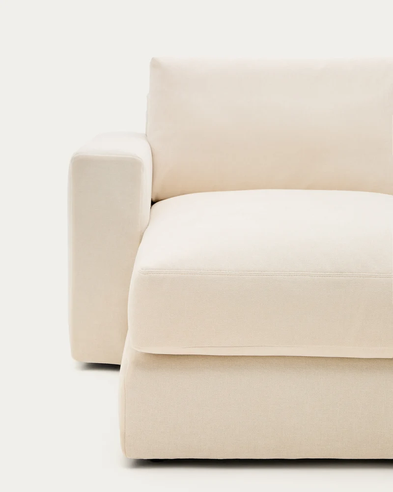 Alea ecru chenille 4-seater modular sofa with left chaise longue and removable cover 310cm
