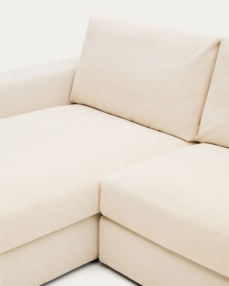 Alea ecru chenille 4-seater modular sofa with left chaise longue and removable cover 310cm