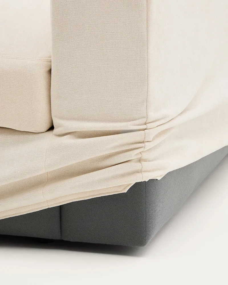 Alea ecru chenille 4-seater modular sofa with left chaise longue and removable cover 310cm