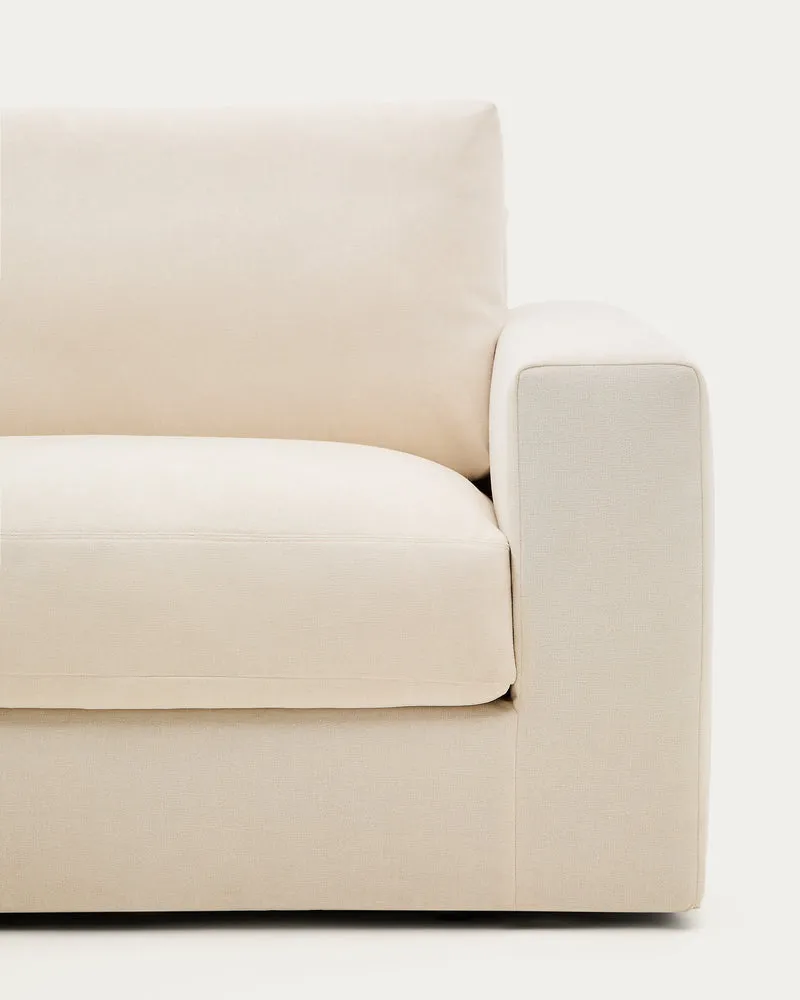 Alea ecru chenille 4-seater modular sofa with left chaise longue and removable cover 310cm
