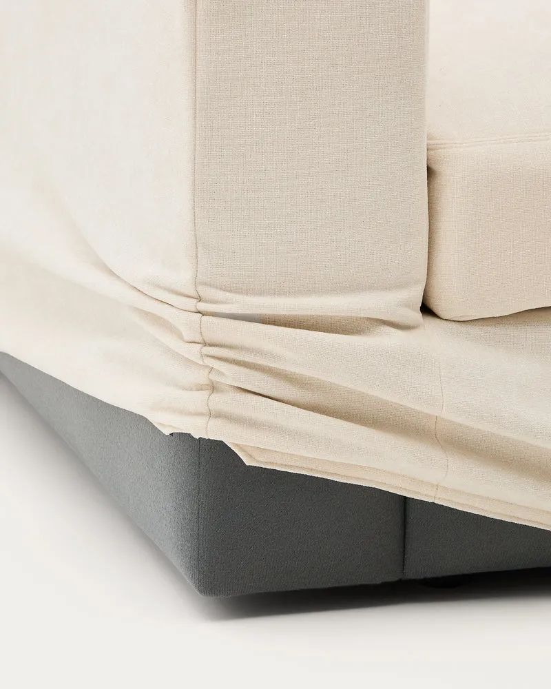 Alea ecru chenille 4-seater modular sofa with right chaise longue and removable cover 310cm