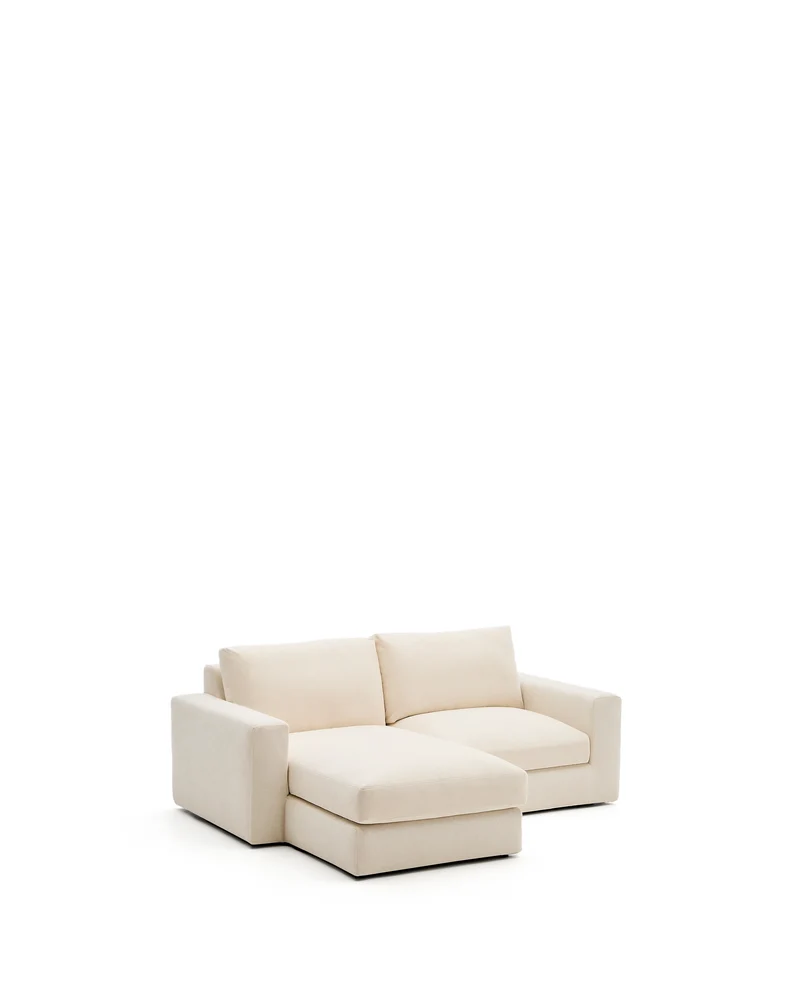 Alea ecru chenille 3-seater modular sofa with left chaise longue and removable cover 220cm