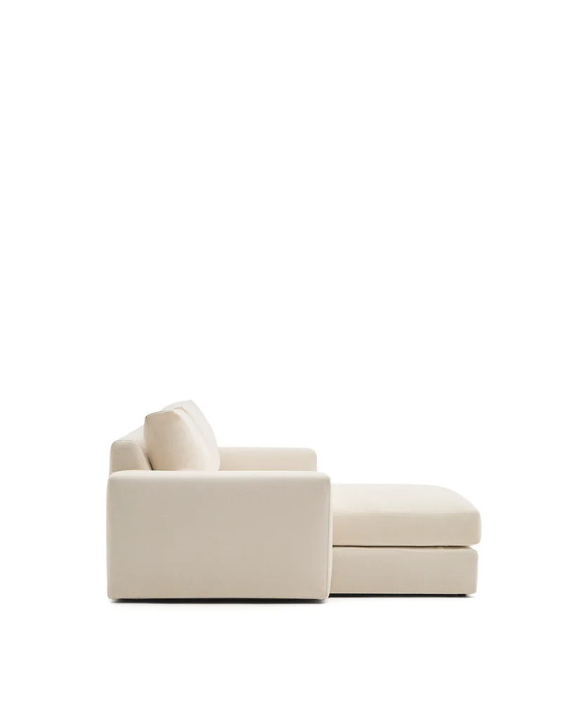 Alea ecru chenille 3-seater modular sofa with left chaise longue and removable cover 220cm