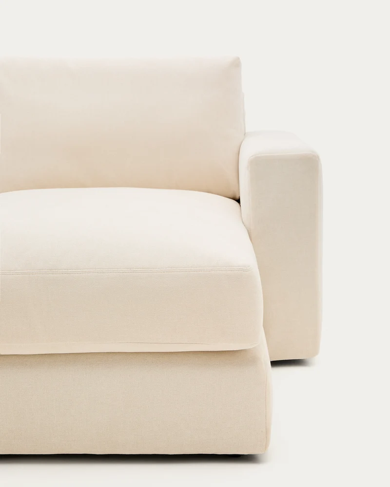 Alea ecru chenille 3-seater modular sofa with right chaise longue and removable cover 220cm