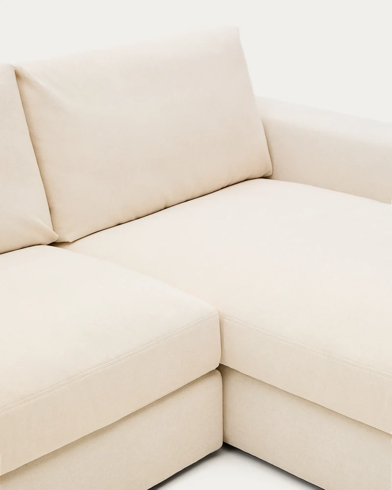 Alea ecru chenille 3-seater modular sofa with right chaise longue and removable cover 220cm