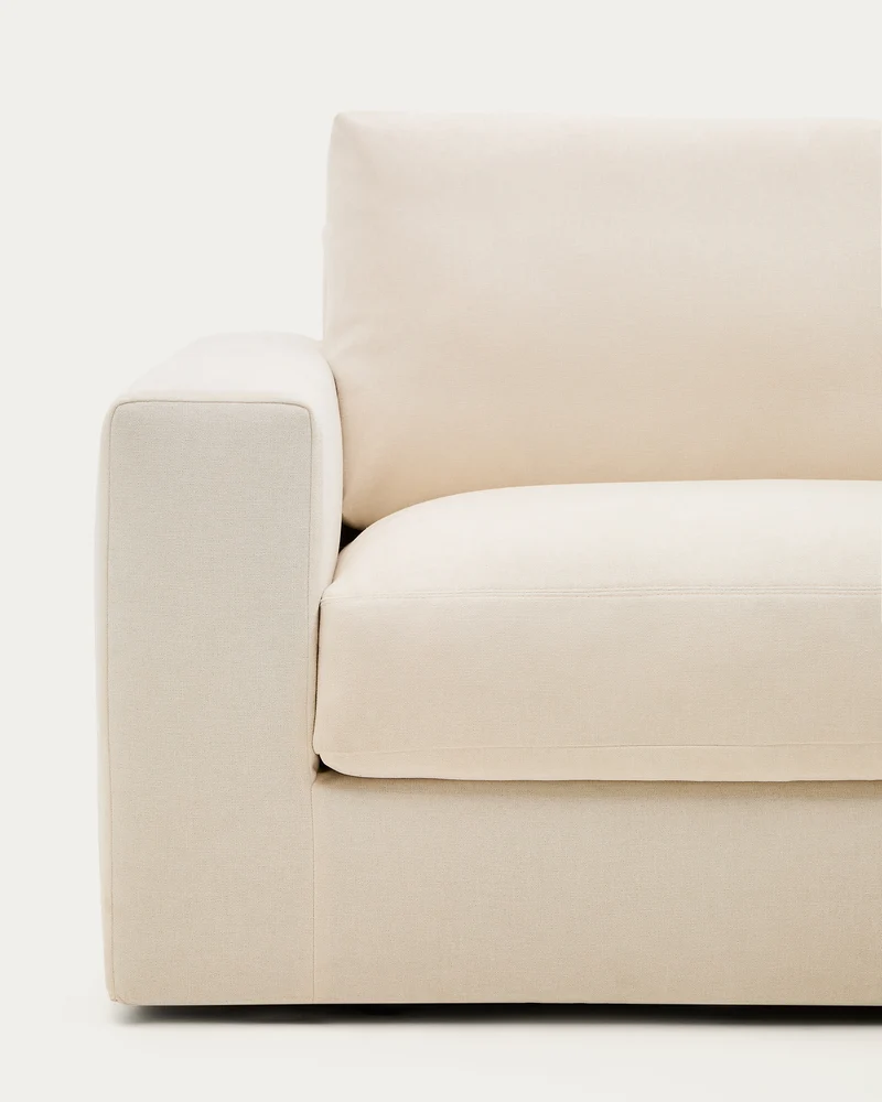 Alea ecru chenille 3-seater modular sofa with right chaise longue and removable cover 220cm