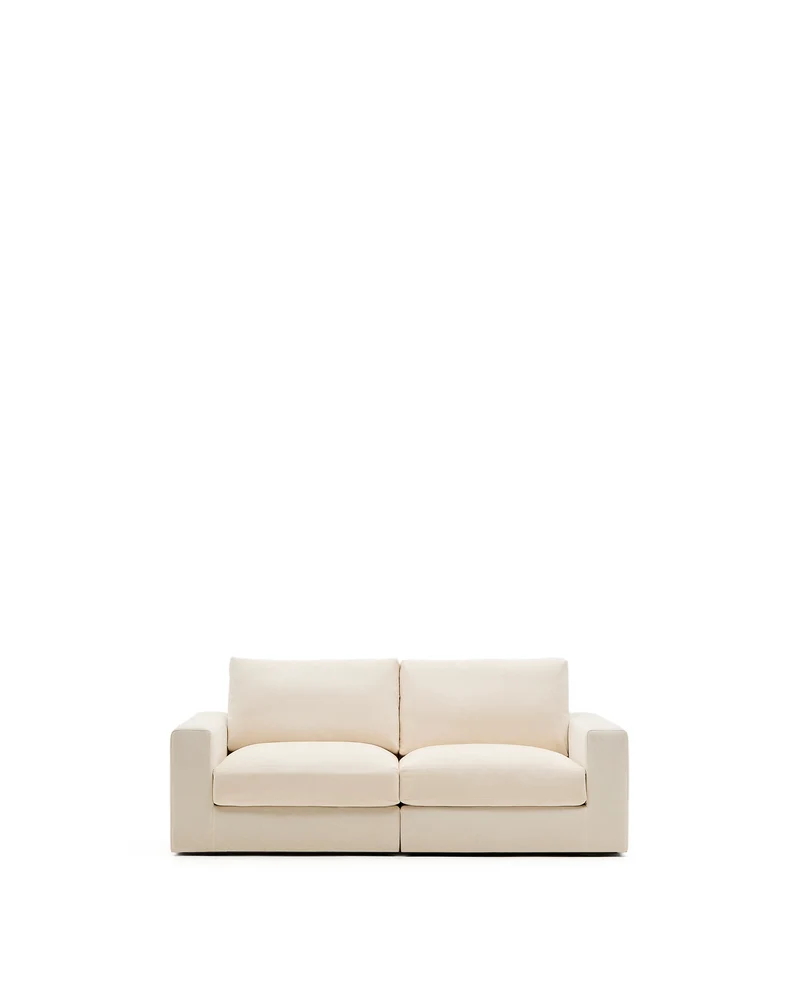 Alea ecru chenille 3-seater modular sofa with removable cover 220cm