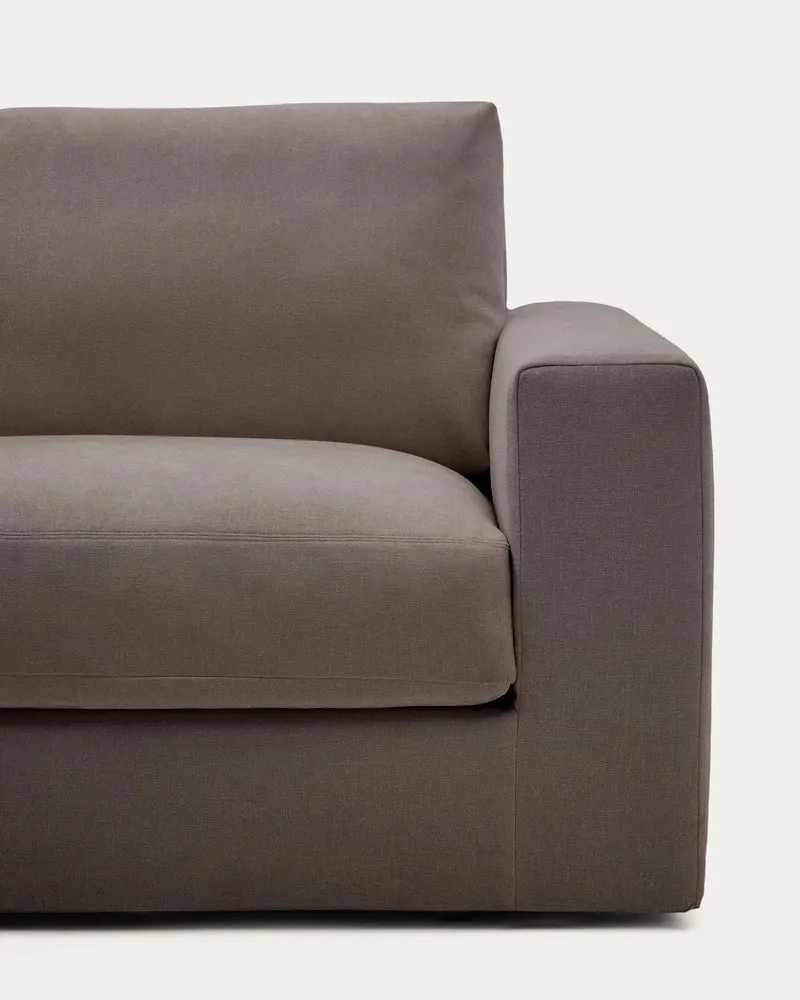 Alea dark brown chenille 3-seater modular sofa with removable cover 220cm