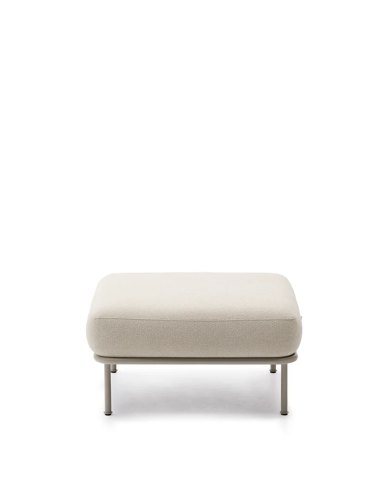 Aurum ecru chenille footrest with matte beige metal base 85 x 85cm FSC Mix Credit