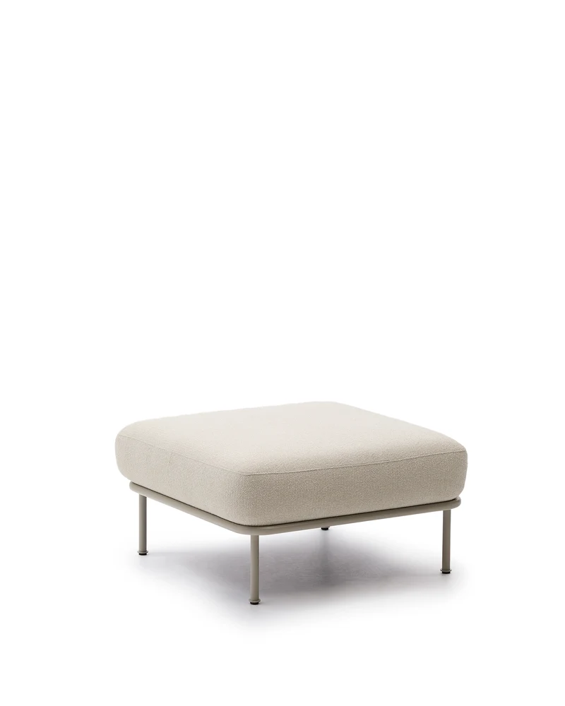 Aurum ecru chenille footrest with matte beige metal base 85 x 85cm FSC Mix Credit