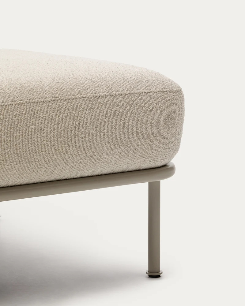 Aurum ecru chenille footrest with matte beige metal base 85 x 85cm FSC Mix Credit