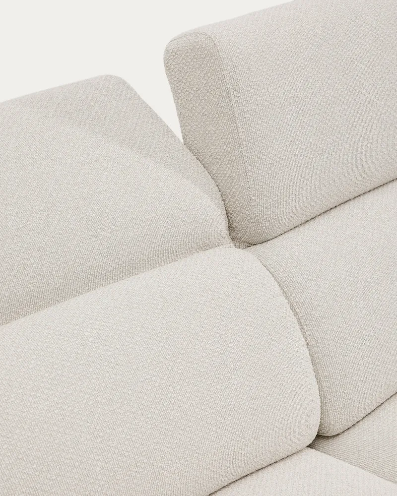 Aurum 3-seater sofa in ecru chenille with reclining headrest and matte grey metal base 234cm FSC Mix Credit
