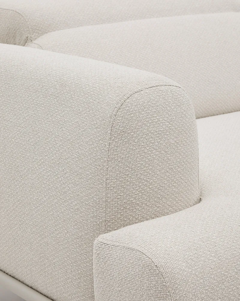 Aurum 3-seater sofa in ecru chenille with reclining headrest and matte beige metal base 234cm FSC Mix Credit