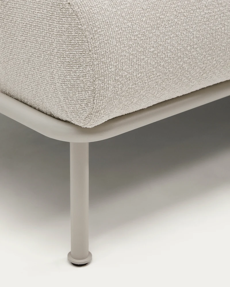 Aurum 3-seater sofa in ecru chenille with reclining headrest and matte beige metal base 234cm FSC Mix Credit
