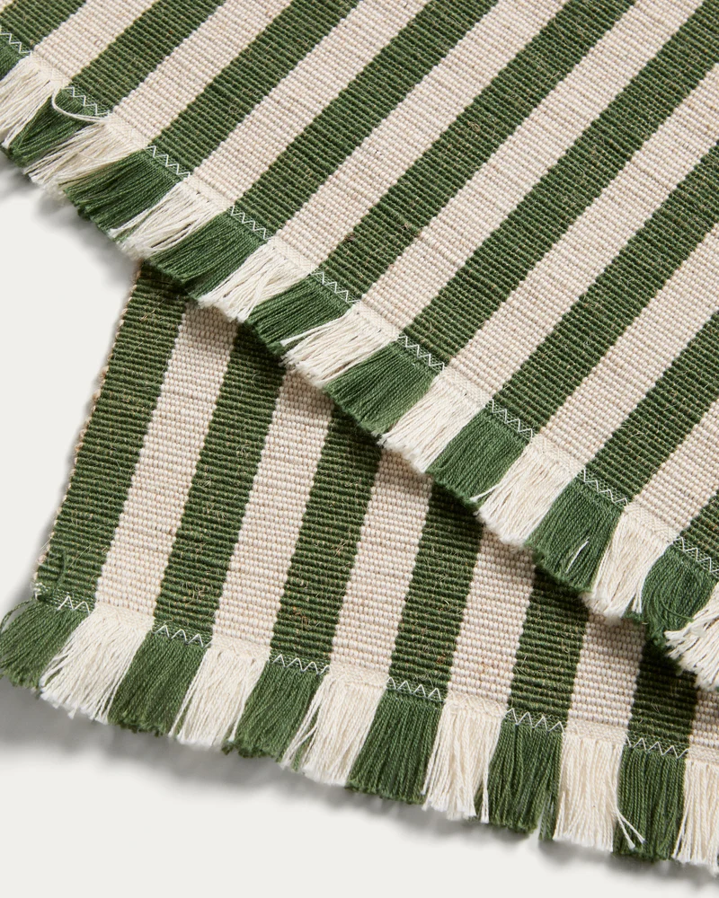 Daltan set of 2 green striped placemats 35 x 50cm
