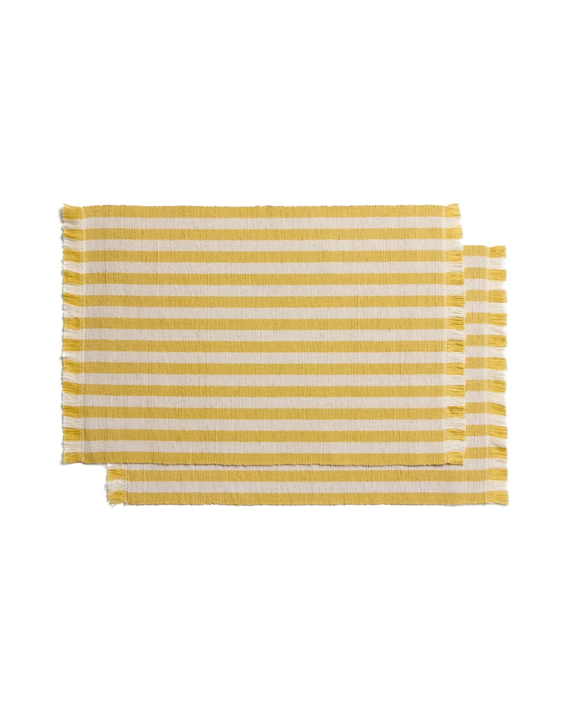 Daltan set of 2 yellow striped placemats 35 x 50cm