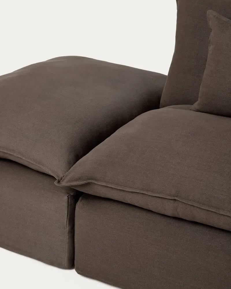 Anarela taupe linen 4-seater modular corner sofa with removable cover 287 x 307 cm FSC Mix Credit