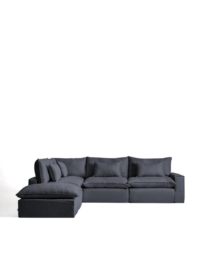 Anarela dark grey linen and viscose 6-seater modular corner sofa with removable cover 307 x 347 cm FSC Mix Credit