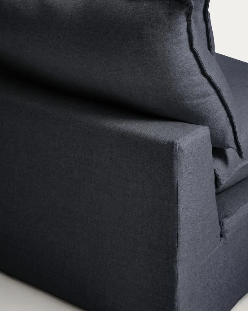 Anarela dark grey linen and viscose 4-seater modular corner sofa with removable cover 307 x 287 cm FSC Mix Credit